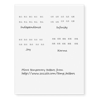 Chinese symbol temporary tattoos