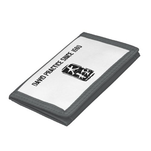 Chinese Tai Chi Black and White Distress Logo Trifold Wallet