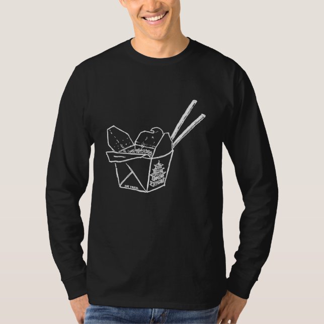 Chinese Take Out Food Box Thank You Enjoy Hand Dra T-Shirt (Front)