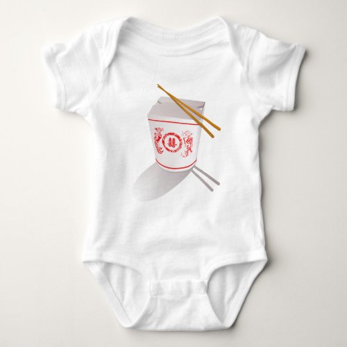 Chinese Take Out Food Box with Chopsticks Baby Bodysuit