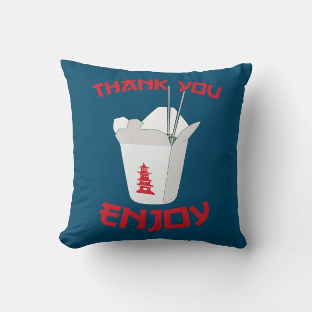 Chinese Takeout Food Thank You Box Chef Asian Throw Pillow (Front)