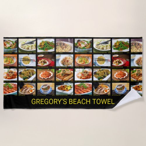 Chinese Takeout Restaurant Photo Menu Board  Beach Towel