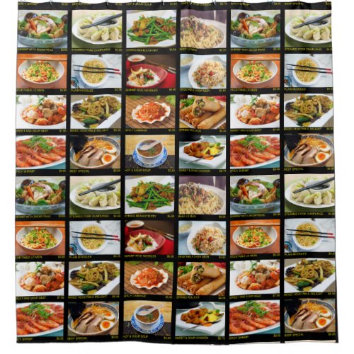 Chinese Takeout Restaurant Photo Menu Board  Shower Curtain