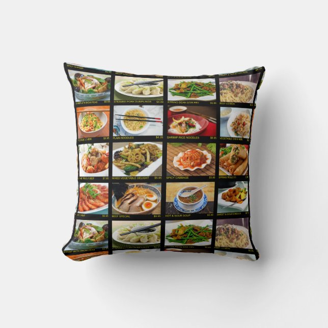 Chinese Takeout Restaurant Photo Menu Board  Throw Pillow (Front)