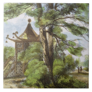 Chinese Temple, Kew Gardens, plate 13 from 'Kew Ga Ceramic Tile