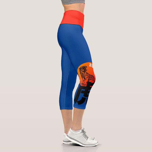 Chinese Tiger New Year 2022 Zodiac Birthday L Capri Leggings (Right)