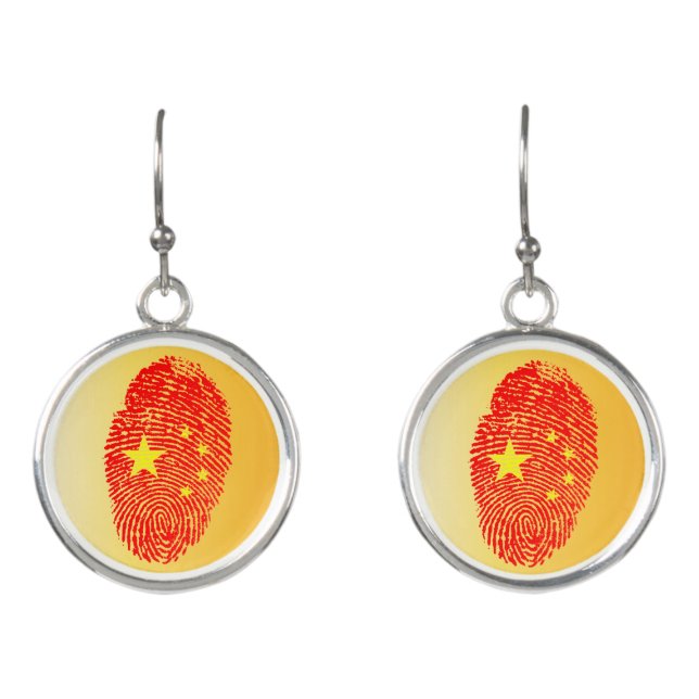 Chinese touch fingerprint flag earrings (Front)