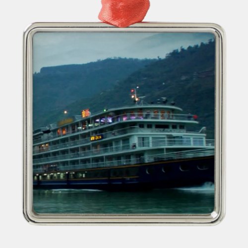 Chinese tourist boat in river Yangtz Metal Ornament