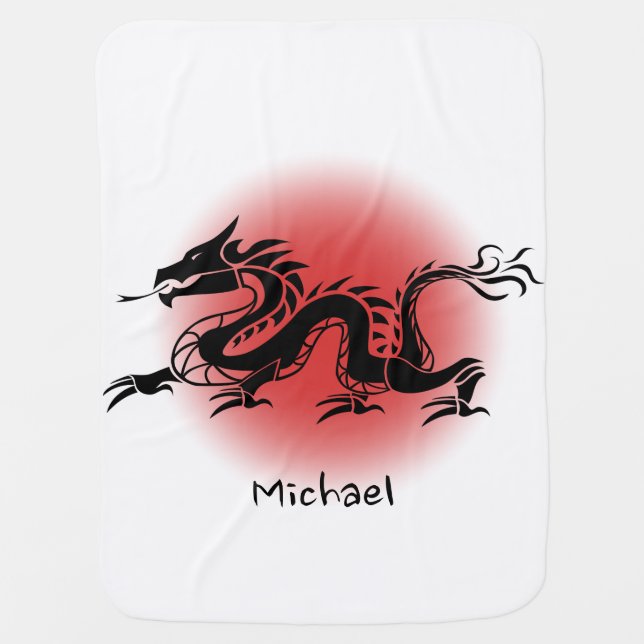 Chinese traditional dragon name baby swaddle blanket (Front)