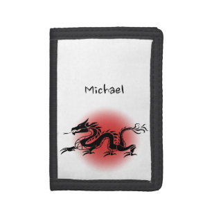 Chinese traditional dragon name trifold wallet