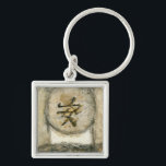 Chinese Tranquility Painting by Mauro Keychain<br><div class="desc">This painting by the artist Mauro showcases a Chinese character enclosed in a circle. The word tranquility is written at the bottom of the piece. Give this print as a gift to anyone who needs a little tranquility in their lives!</div>