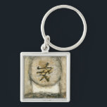Chinese Tranquility Painting by Mauro Keychain<br><div class="desc">This painting by the artist Mauro showcases a Chinese character enclosed in a circle. The word tranquility is written at the bottom of the piece. Give this print as a gift to anyone who needs a little tranquility in their lives!</div>