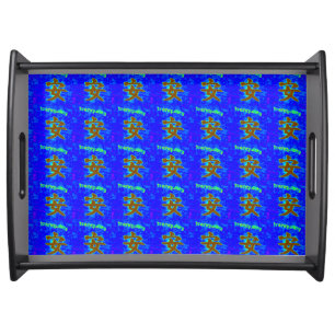 chinese tranquility symbol blue tray
