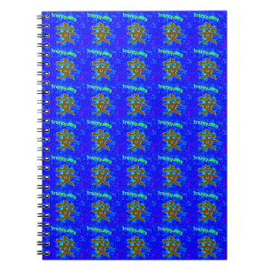 chinese tranquility symbol on blue notebook