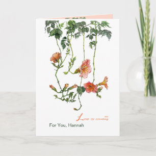 Chinese Trumpet Vine Watercolor Greeting Card