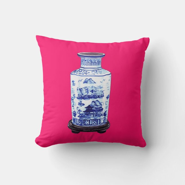 CHINESE VASE ON PINK PILLOW (Front)
