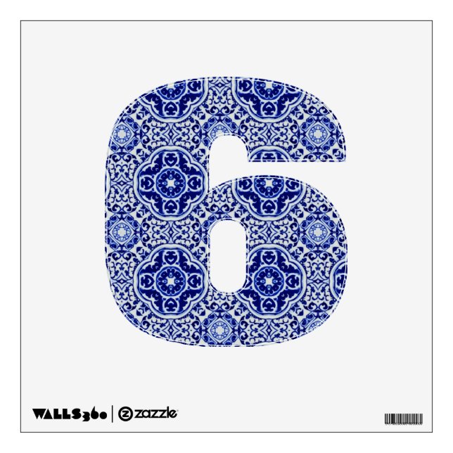 Chinese Vase Style Ceramic Look Number or Shape Wall Decal (Front)