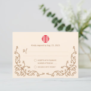 Chinese Vintage Flourish Frame Wedding RSVP