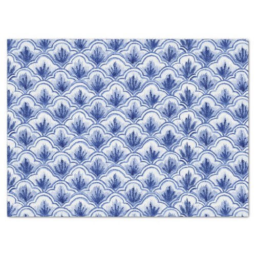 Chinese Vintage Shell Pattern Blue and White Tissue Paper