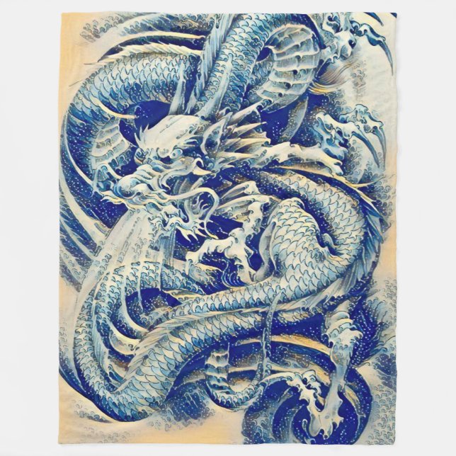 Chinese Water Dragon Fleece Blanket (Front)