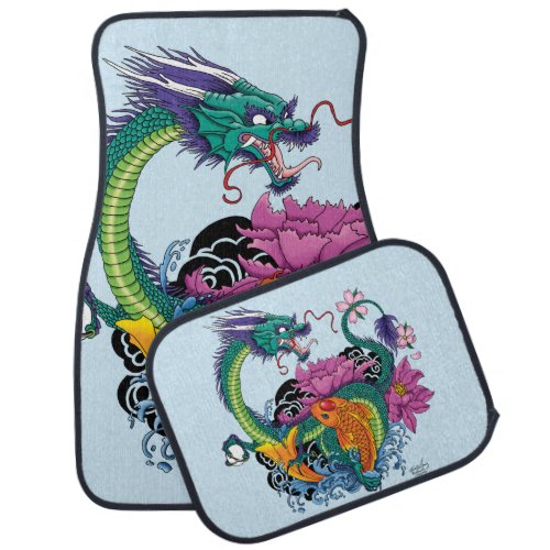 Chinese Water Dragon Koi Fish Car Floor Mat