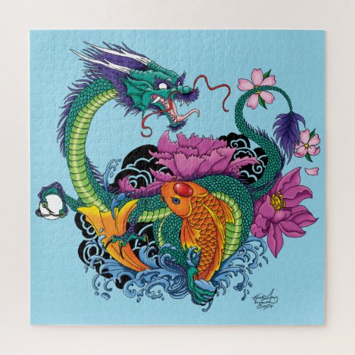 Chinese Water Dragon Koi Fish Jigsaw Puzzle