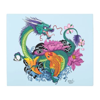 Chinese Water Dragon Koi Fish Metal Print by tigressdragon at Zazzle