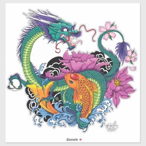 Chinese Water Dragon Koi Fish Sticker