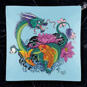 Chinese Water Dragon Koi Fish Trinket Tray