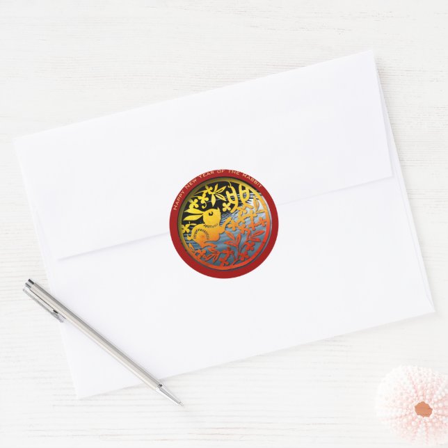 Chinese Water Rabbit Year 2023 RS Classic Round Sticker (Envelope)