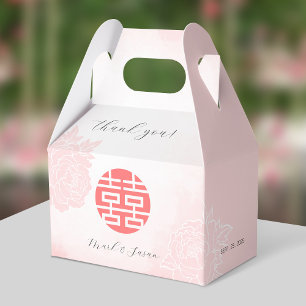 Chinese Watercolor Peonies Wedding Favor Boxes