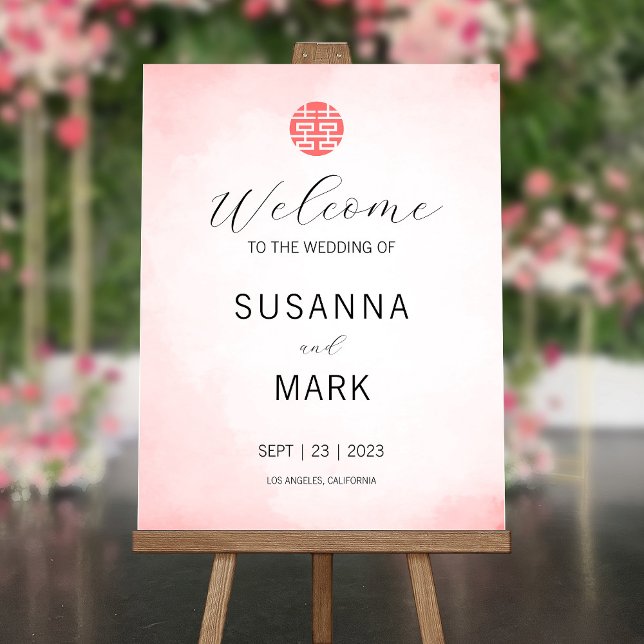 Chinese Watercolor Wedding Welcome Foam Board (Creator Uploaded)