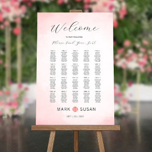 Chinese Watercolor Wedding Welcome Seating Chart Foam Board