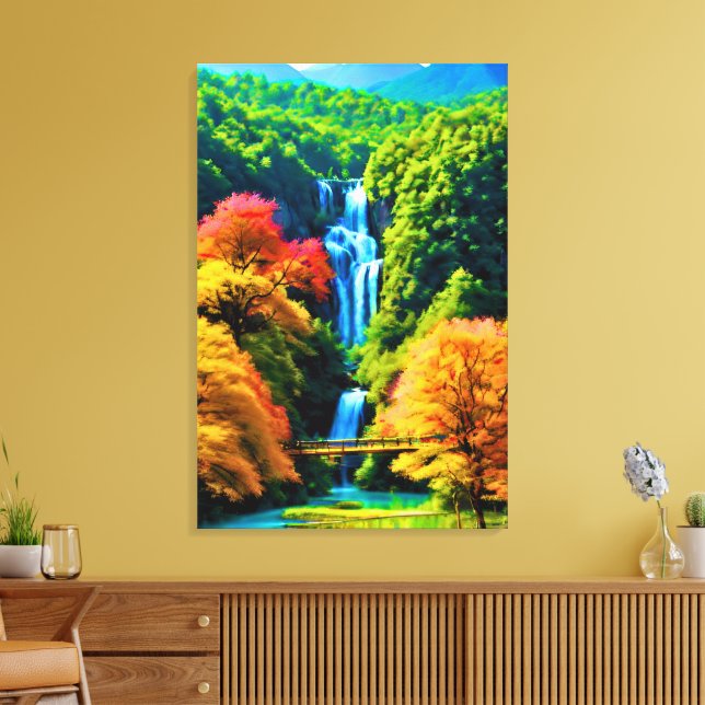 Chinese Waterfall Canvas Print (Insitu(LivingRoom))