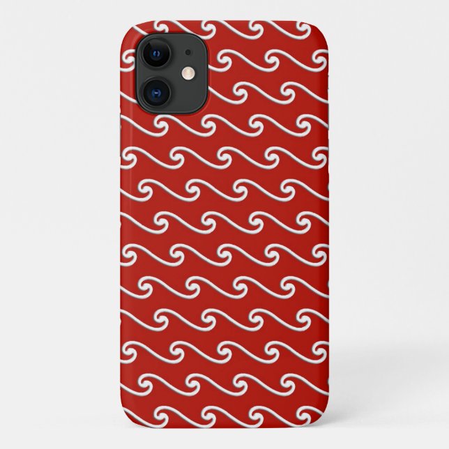 Chinese wave pattern - white on deep red Case-Mate iPhone case (Back)