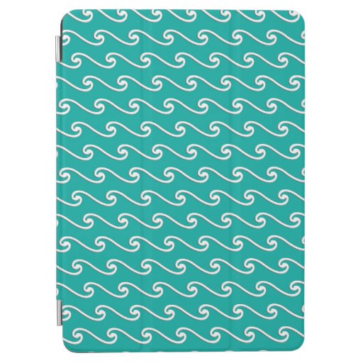 Chinese wave pattern - white on peacock blue iPad air cover