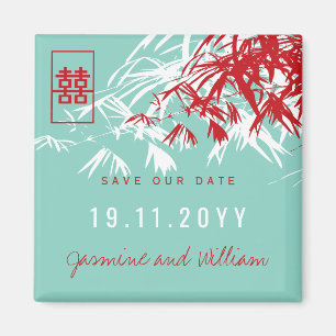 Chinese Wedding Bamboo Modern Save The Date Magnet