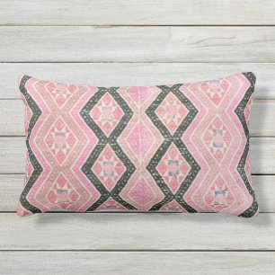 Chinese Wedding Blanket, Pink/Black Lumbar 2 Pillow