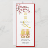 Chinese Wedding Double Happiness Cherry Blossom Invitation (Front)