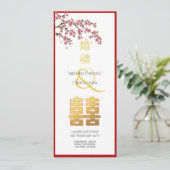 Chinese Wedding Double Happiness Cherry Blossom Invitation (Standing Front)