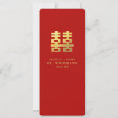 Chinese Wedding Double Happiness Cute Couple Invitation (Back)
