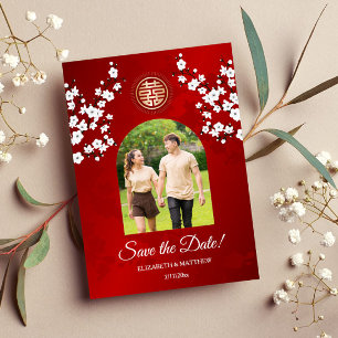 Chinese Wedding Double Happiness Photo Save The Date
