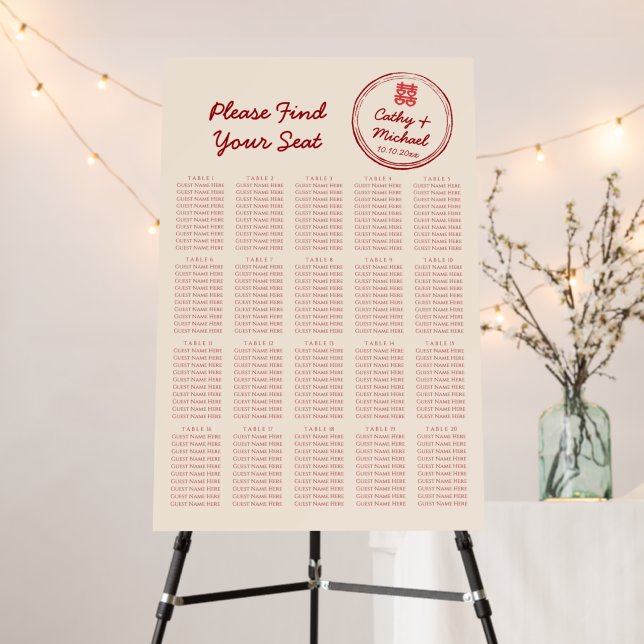 Chinese wedding double happiness stamp seating  foam board (In Situ (Stand))