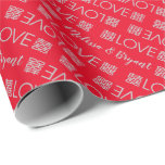 Chinese Wedding Double Happiness Wrapping Paper<br><div class="desc">Red background with gray font</div>