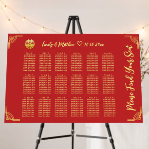 Chinese wedding frame double xi seating chart foam board