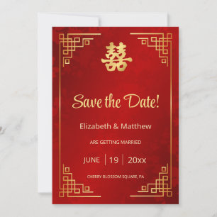 Chinese Wedding Gold Frame Save The Date