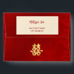 Chinese Wedding Gold Red Envelope<br><div class="desc">This traditional Chinese wedding envelope for invitations features a red double happiness symbol on a shimmering red background. Matching wedding suit available.</div>