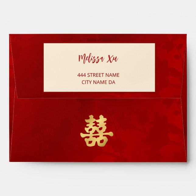 Chinese Wedding Gold Red Envelope (Back (Top Flap))