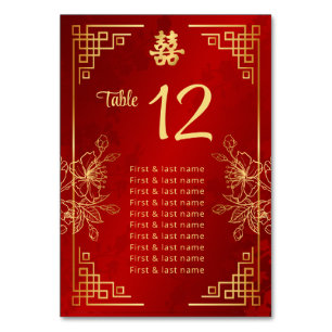 Chinese Wedding Guest Names Table Number