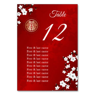 Chinese Wedding Guest Names Table Number